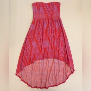 Xhilaration Strapless Pink & Red Hi-Low Dress, Size M